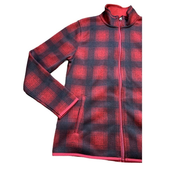 EDDIE BAUER Buffalo Plaid Zip Jacket With Pockets Red/Black Size Small - Picture 4 of 11